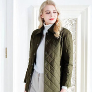 白領(lǐng)女裝 墨綠絎縫方領(lǐng)插兜棉服上衣 MIANF22-602 墨綠 XXL/175