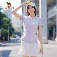 駱駝運動(dòng)短袖T恤男女春夏速干冰絲透氣戶(hù)外休閑棒球服短袖女 C23BABH393A5，星月紫 ，女 2XL
