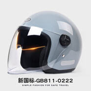 AD新國標認證電動(dòng)車(chē)頭盔男女士四季通用電瓶車(chē)安全帽女款冬季保暖防霧騎行輕便半盔女款冬天圍巾頭盔 雙鏡款【灰色】透明 均碼