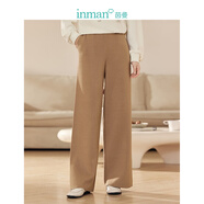 茵曼（INMAN）針織直筒闊腿褲春秋季女裝新款優(yōu)雅純色休閑褲子 駝色 S