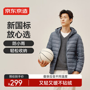 京東京造【air+零壓羽絨】輕薄羽絨服男外套冬連帽白鴨絨 薄霧藍(lán)L