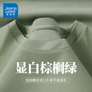 真維斯（Jeanswest）新疆棉重磅純棉短袖t恤男女美式顯白莫蘭迪純色情侶裝T恤打底衫夏 棕櫚綠(純色) L (175) (收藏加購優(yōu)先發(fā))