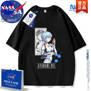NASA ABOUT動(dòng)漫聯(lián)名EVA男女夏綾波麗純棉明日香痛衣短袖新世紀(jì)福音戰(zhàn)士 黑色-EVA-SH396-- M (重磅純棉)