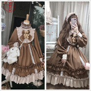 閃動(dòng)少女（SHANDONGSHAONV）洛麗塔裙子全套女2020新款Lolita公主裙學(xué)生洋裝連衣裙OP長(zhǎng)袖正新 第二批咖啡色（單件裙子不含任何配件） 均碼