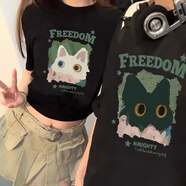 love legend情侶裝夏季短袖t恤上衣服2024新款寬松男女一長(zhǎng)一短半袖情侶班服 卡通款  黑色+黑色 L 男+S女