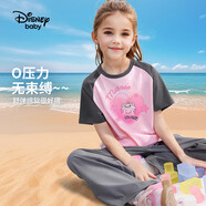 迪士尼（DISNEY）童裝兒童男女童短袖T恤透氣吸濕耐磨內(nèi)搭上衣24夏DB421BE20灰150