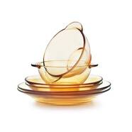 康寧（VISIONS）美國餐具pyrex進(jìn)口玻璃6件套裝耐熱玻璃碗飯碗深淺盤(pán)碗碟盤(pán)子 散裝6件套