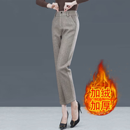 婳如嫣加絨加厚毛呢褲子女秋冬2025新款哈倫褲高腰小腳蘿卜呢子休閑長(zhǎng)褲 咖色加絨款 M