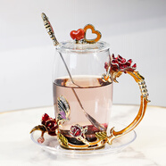 諾詩曼結(jié)婚禮物送新人實(shí)用紀(jì)念品女生精致水杯女士茶杯高顏值玻璃杯生日 摯愛紅/淡紫高杯配蓋勺+碟禮盒裝