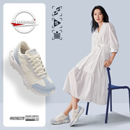 SprandiSprandi斯潘迪海岸線系列丨復(fù)古跑步鞋時(shí)尚休閑鞋女士百搭運(yùn)動(dòng)鞋 象牙白/氧氣藍(lán)/沙?；?1 35.5