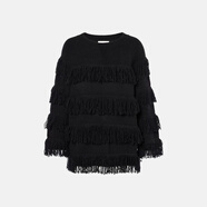 Lisa Yang 女士 流蘇羊絨混紡毛衣 P00991205 黑色 XS