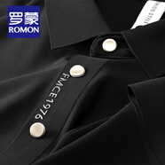 羅蒙（ROMON）輕奢級無痕壓膠冰絲polo男士短袖修身商務(wù)休閑燙金字母翻領(lǐng)t恤衫 T0702黑色 XL碼