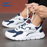 鴻星爾克（ERKE）男鞋冬季運動(dòng)鞋男士新款皮面軟底休閑老爹鞋冬旅游防水跑步鞋子男 墨水藍/正白 輕便透氣 41