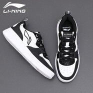 李寧（LI-NING）板鞋男休閑運(yùn)動(dòng)鞋子男秋冬季小白鞋男士皮面防潑水時(shí)尚百搭滑板鞋 標(biāo)準(zhǔn)白/黑色 42