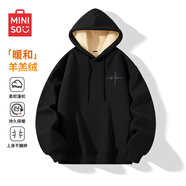 名創(chuàng  )優(yōu)品（MINISO）加厚羊羔絨衛衣男冬季防寒保暖連帽外套重磅百搭上衣 黑 L