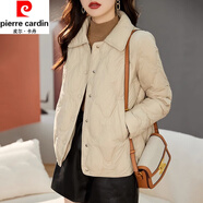 皮爾卡丹（pierre cardin）冬季新款羽絨棉服女修身顯瘦減齡時(shí)尚小個(gè)子輕薄保暖洋氣短外套 杏色 XL【118-128斤】