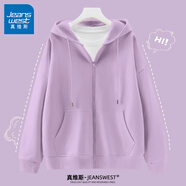 真維斯（JEANSWEST）外套女連帽開衫衛(wèi)衣女裝春秋冬季新款寬松休閑潮流韓版學生上衣服 薄款 香芋紫 純色 L