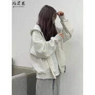 格邏恩美式連帽開衫衛(wèi)衣女寬松春秋款外套2023新款初高中學(xué)生拉鏈上衣潮 花灰色 M