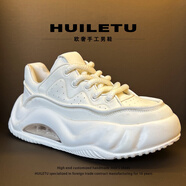 HUILETU夏季超透氣歐洲站設計師明星同款氣墊發(fā)泡白色情侶增高馬丁靴 6899 女士白色 35 標準皮鞋尺碼偏大