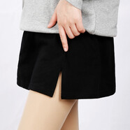 IFSONG美宋小屁簾子黑色百搭裙擺搭配疊穿內搭打底神器假下擺純色春秋半身裙 黑色開(kāi)叉 010T 加大碼 (適合115-140斤)