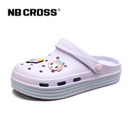 NB CROSS官方夏季新款透氣洞洞鞋女鞋防滑平底沙灘旅行鞋媽媽鞋單鞋涼拖鞋 1830 紫色 35-36