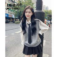 鹿依檸jk制服連衣裙女2024秋冬新款女裝韓國學姐?；▽W院風學生套裝裙子 馬甲+襯衫+百褶短裙 S