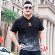圣彼威朗 加肥加大碼短袖t恤男胖子肥佬體恤潮牌胖人衣服大碼半截袖打底衫 DX091黑色 2XL (170-190斤)