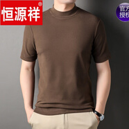 恒源祥春秋季半高領(lǐng)短袖t恤男中領(lǐng)基礎(chǔ)款雙面絨體恤男裝磨毛內(nèi)搭打底衫 咖啡色 2XL 185