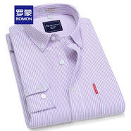羅蒙（ROMON）純棉牛津紡長(cháng)袖襯衫男士春秋款中青年翻領(lǐng)商務(wù)休閑百搭工裝襯衣男 1022紫白條 40