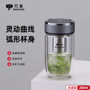 萬(wàn)象玻璃杯雙層鵝蛋形水杯便攜車(chē)載泡茶杯耐熱防燙杯子送禮商務(wù)禮品杯 【矮胖款】水泥灰 200ml