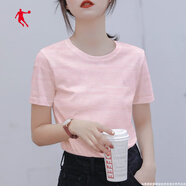 喬丹 短袖t恤女2024冬季新款圓領(lǐng)透氣舒適運動(dòng)半袖T恤衫跑步健身服女 石英粉(速干小logo) M /170