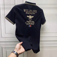 VZVJpolo小衫男短袖高端歐洲站潮牌翻領(lǐng)夏季棉質(zhì)小蜜蜂刺繡t恤男 黑色D2衣服男裝潮流搭配 M衣服男裝潮流搭配