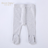 花花寶貝 新生嬰兒包腳褲連褲襪子彈力大PP打底褲子春秋冬款保暖高腰包腳可開(kāi)檔褲0-1-2歲 淺灰色（包腳） 80cm