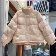 不帶帽子的輕薄羽絨服無帽無冒沒有帽子女短款款小個子白鴨絨寬松面包服外套 粉色 S 80-115斤