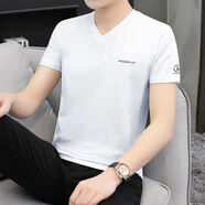 海瀾男裝2025夏季新款V領(lǐng)簡(jiǎn)約半袖上衣服雞心領(lǐng)男士純棉 2022629白色2024  L 100-125斤