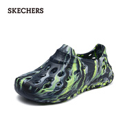 斯凱奇（Skechers）男鞋一腳蹬洞洞鞋沙灘涼鞋透氣拖鞋泡泡鞋舒適涼拖243243 黑色/檸檬色/BKLM 42.5