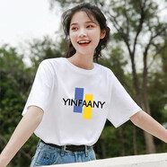 詩(shī)蘭倫薩 短袖t恤女純棉新款寬松體恤夏季衣服女士小衫打底衫夏天外穿上衣 YINFAANY白色 XL（130-145斤）