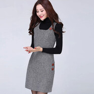 康創(chuàng)暉【加厚毛呢】秋冬春毛呢連衣裙大碼女裝千鳥格無袖背心馬甲裙 【1099】灰色(千鳥格) 3XL 建133-142斤胸圍102