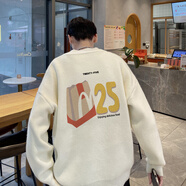 OEMG  半高領(lǐng)毛衣男春秋冬季加絨加厚套頭線(xiàn)衣潮牌寬松打底針織衫外套 DMY481白色 5XL [建議180-200斤]