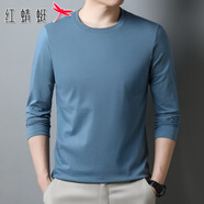 紅蜻蜓（RED DRAGONFLY）長(zhǎng)袖T恤男士春秋季裝2024新款圓領(lǐng)純色百搭打底衫體恤男裝上衣服 霧霾藍(lán)色 XL