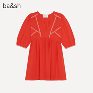ba&sh bash春法式白色慵懶風(fēng)短裙V領(lǐng)高腰沙灘連衣裙女1E21ALMA ROUGE-胭脂紅 L (2)