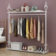 新房子 創(chuàng  )意鐵藝掛衣架落地臥室掛衣服架子歐式簡(jiǎn)易衣帽架 心形架 長(cháng)1.2米雙板  白色 上下雙板