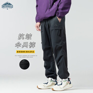 頂峰保羅（Dingfengbaoluo）美式工裝褲子男士春夏薄款機(jī)能風(fēng)束腳運(yùn)動(dòng)休閑長褲2378深灰XL