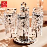 RCR進(jìn)口水晶玻璃水杯喝水果汁牛奶杯泡茶杯家用套裝啤酒杯喬遷禮物 【旋轉杯架】旋律玻璃杯 360ml 6只