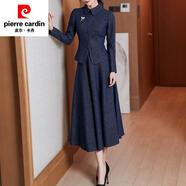 皮爾卡丹（pierre cardin）毛呢套裝連衣裙冬裝2023新款女氣質(zhì)小香風名媛洋氣秋冬季套裝女針 藍色 S