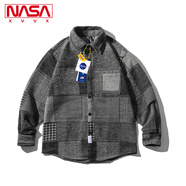 NASA XVVX官方聯(lián)名V領(lǐng)撞色針織開(kāi)衫毛衣男生春秋季潮流寬松休閑直筒牛仔褲 XH.A151-A287-95灰色(襯衫) M