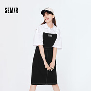 森馬森馬連衣裙女純棉裙子寬松個(gè)性夏季新款抽繩背帶裙甜酷風(fēng)帥氣 黑色9000 165/88A/L