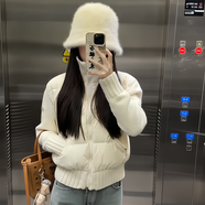 冠軍閃電（CHIONPEAN）美國重磅奶油泡芙針織拼接毛衣棉服女2024秋冬新款韓國感保暖外套 白色 M 【100-115斤】