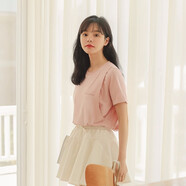 米度麗孕婦T恤孕裝上衣夏夏季短袖T恤中長(zhǎng)款寬松韓版夏裝 哺乳款-暗粉 XL碼（建議130-160斤左右）
