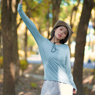 灰殼美利奴羊毛速干衣女美麗諾圓領(lǐng)長(zhǎng)袖T恤春秋戶外登山徒步 天空藍(lán) 【180gsm-17.5μm】 M(165)【推薦100-120斤】